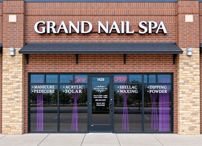 The Grand Nail Spa storefront at 1420 NW Sheridan Road, Lawton